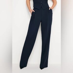 NWT Good American Luxe Suiting Column Trousers, Regular Length, Navy Blue Size 4